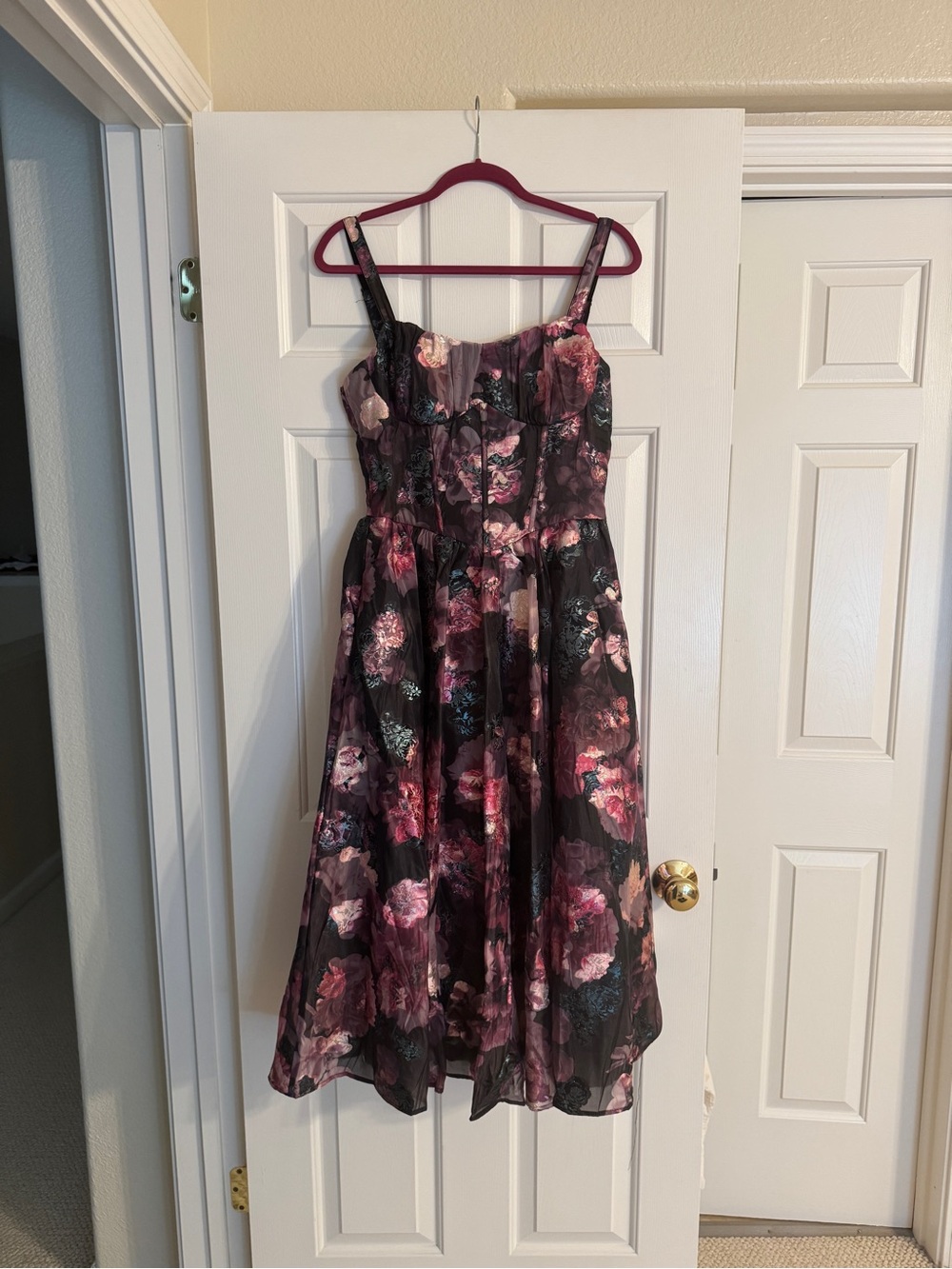 Floral printed midi organza dress- size L